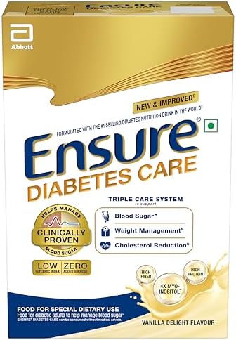 Ensure Diabetes Care Vanilla 375gm |Support Blood Sugar, Weight Management, Cholestrol Reduction |High Protein, High Fibre, 4 Myo-inositol |Zero Added Sucrose