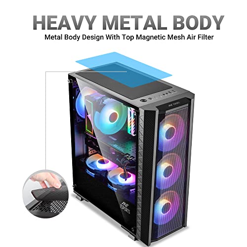 Image of Ant Esports ICE-311MT Mid-Tower ATX Computer Case I Gaming Cabinet - Black Support ATX /Micro-ATX /ITX Motherboard with 3 x 120 mm ARGB Front Fans and 1 x 120 mm Rear Fan Pre-Installed