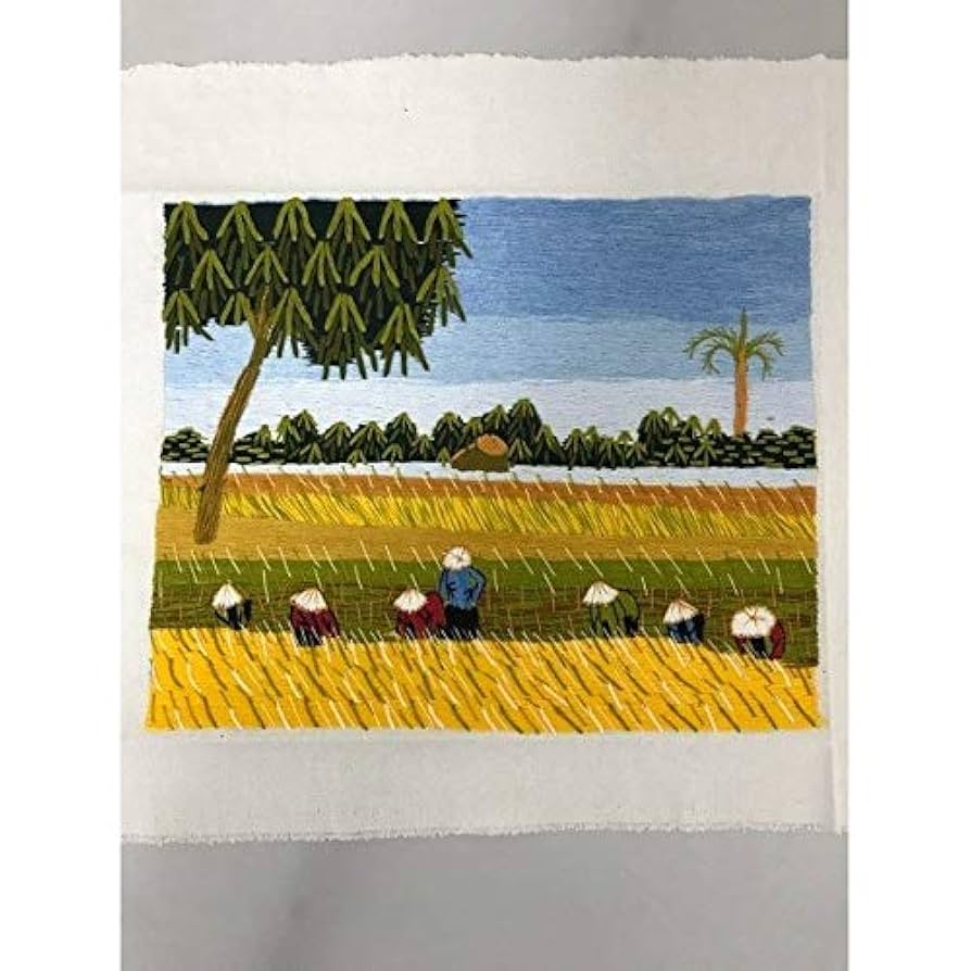ベトナム刺繍　刺繍絵　絵画　川辺 ベトナム刺繍 刺繍絵 絵画 川辺 2025年最新】ベトナム刺繍絵画の