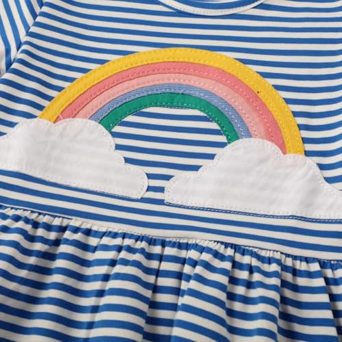 Image of Hongshilian Little Girls Cotton Casual Dress Cartoon Print T-Shirt Short Sleeve Skirt Dresses