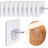 10pcs Punch Free Shelf Support Pegs, Self Adhesive Shelves Clips for Kitchen Cabinet Book Shelves, Strong Partition Brackets