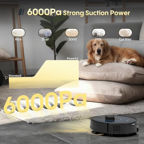 Image of Bagotte Robot Vacuum and Mop, Robot Vacuum Self Emptying, 6000Pa Powerful Suction, 90-Day Hands-Free, Advanced Smart Mapping, LiDAR Navigation Robotic Vacuum for Pet Hair, Dust, Carpet, WiFi /App /Alexa