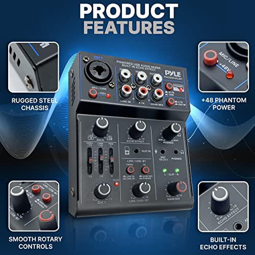 image for Pyle Professional Wireless DJ Audio Mixer- 3-Channel Bluetooth DJ Cont