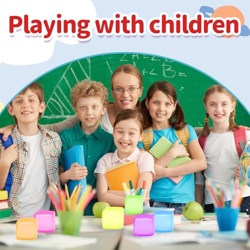 Image of 6 Pack Stress Cube Squishy Stress Balls for Adults Kids, Sensory Fidget Toys for Anxiety Stress Relief, Calming Toys Slow Rising Stress Balls Stretchy for Autism & ADHD, Malt Sugar Ball