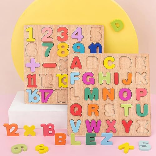 Image of Wooden Learning Educational Board for Kids, Puzzle Toys for 2 Years Old Boys & Girls Educational Toys for Toddlers & Preschoolers, ABCD (Alphabet, Numbers, Shapes