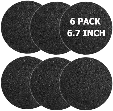 Charcoal Filters for Kitchen Compost Bin, 6 Pack Filters for Compost Pails Countertop Bin Replacement, Activated Charcoal Home Bucket Refill Sets, Round 6.7 Inch