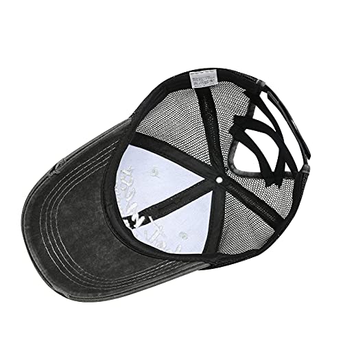 Gorra con ponpon cruzado para mujer con malla trasera miniatura 3
