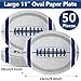 Qyeahkj 50Pcs Football Oval Paper Plates Large 11” Disposable Cowboys Party Decorations Sport Theme Party Dish Supplies Favor for Football Team Fans Tableware Set