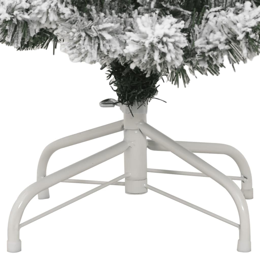 Albero di Natale Artificiale Pieghevole Innevato in PVC con Supporto, Design Salvaspazio, Christmas Tree, Decorazioni Natalizie, Adatto per Casa e Balcone, Verde e Bianco, 120 cm