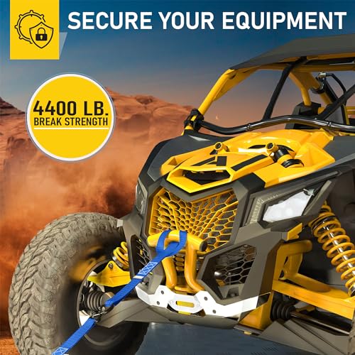 Image of AUGO Heavy Duty Ratchet Straps & Soft Loops - Pack of 4 Extra Strong 1.5 inch by 10' Ratchet Straps w /S-Hook Safety Latches & 4 Soft Loop Tie Downs - 4400Lb Break Strength for Motorcycles, ATVs, Etc.