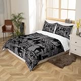 Feelyou Hippie Skateboard Duvet Cover Set Boys Teens Sports Comforter Cover 3 Piece Vintage Graffiti Art Bedding Set Queen Size