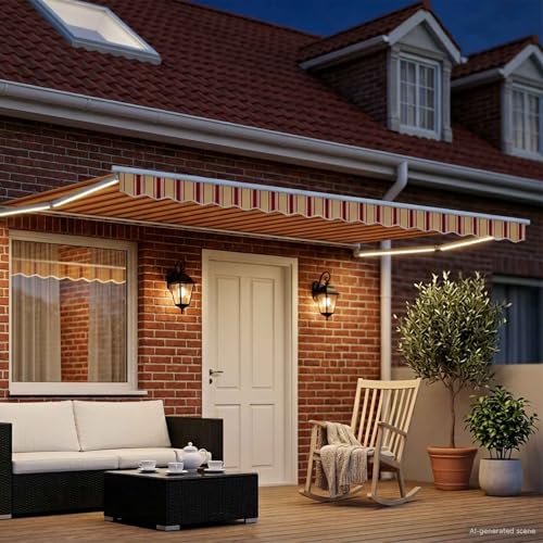 Toldo manual retráctil de 4x3m con luces led para terrazas 4