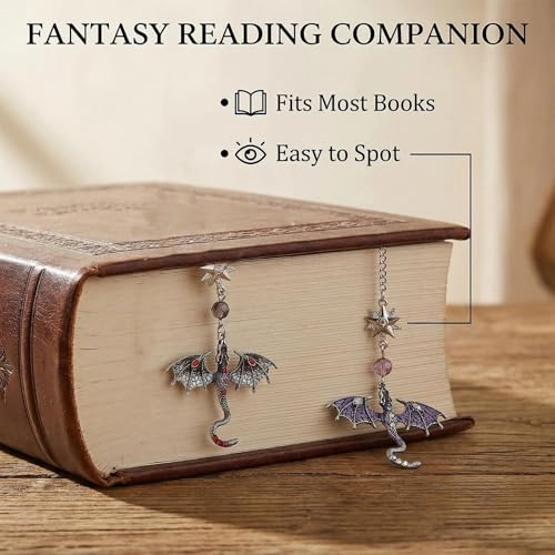 UJBVCX 2 Stück Drache Schwert Lesezeichen, Lesezeichen Metall, Fantasy Lesezeichen, Einzigartiges Geschenk für Frauen Männer