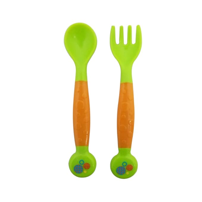 Little kids Baby Utensils Spoons Forks,Newborn Self Feeding Training Spoon and Fork Tableware Set Easy Grip Heat-Resistant Bendable BPA Free(Pink)