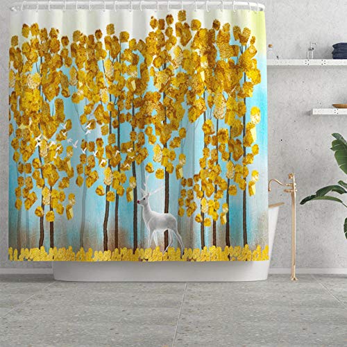 Claean-Acces-Home Toilettenteppich Vorleger Bedruckte Blätter Badematte Und Duschvorhang Set Mikrofaser Toilettenboden… – Bild 4