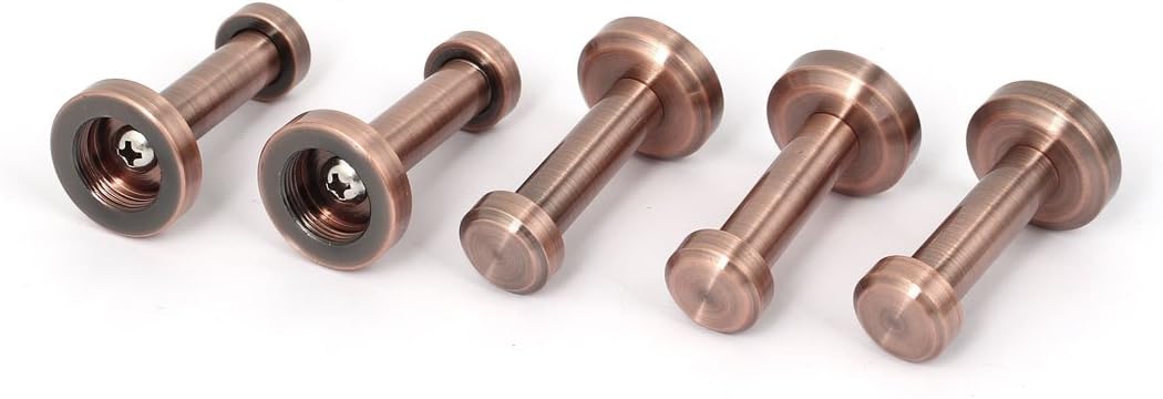 uxcell 24mm Dia Round Base Clothes Hat Bag Hanger Wall Hook Copper Tone 5pcs