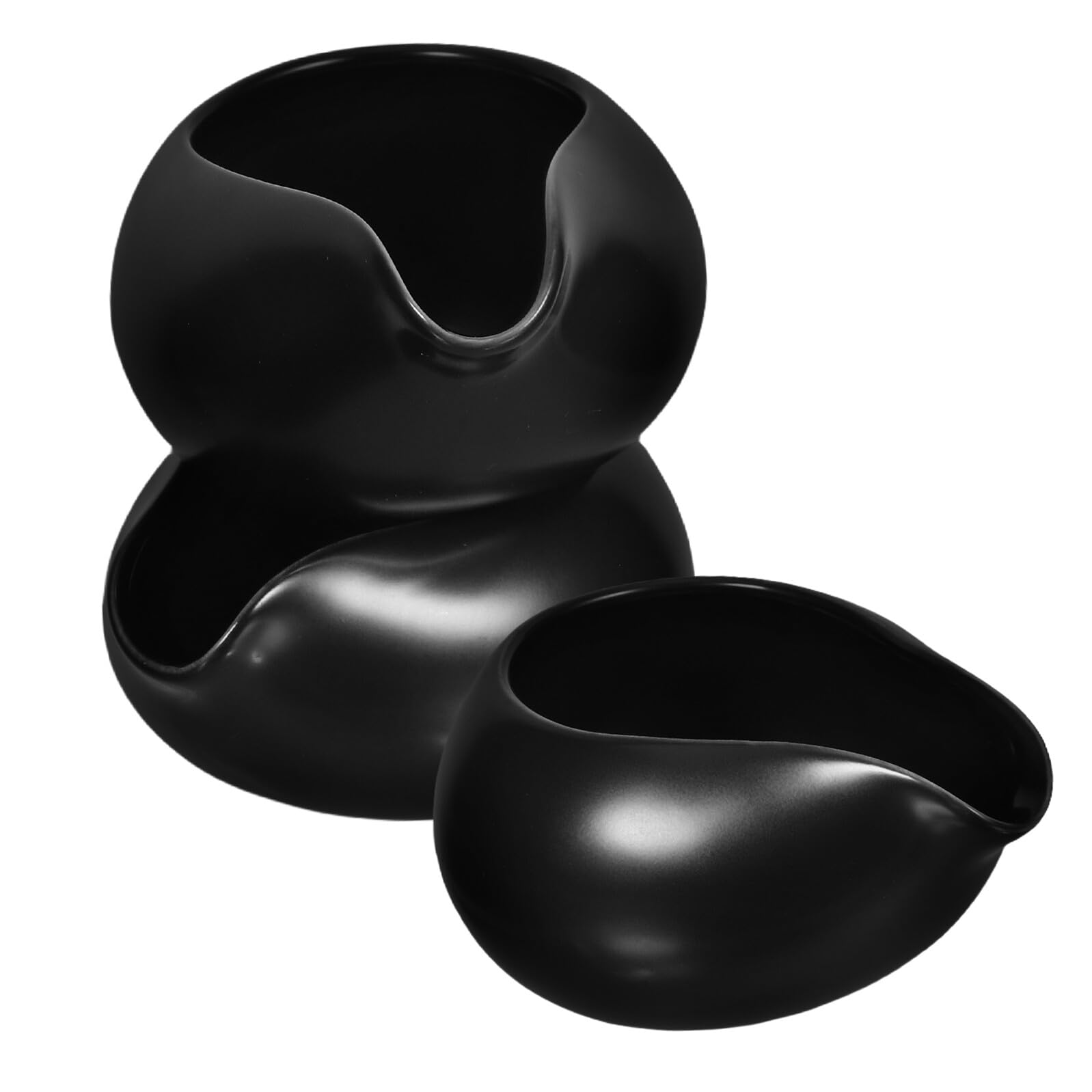 Pichet à lait en céramique blanche 100 ml | Lot de 3 mini saucières à bec rond pour café