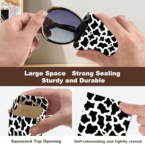 Image of Anikathy 2Pcs Sunglass Eyeglass Glasses Case Soft PU Leather with Cleaning Cloth Cute Glasses Pouch Bag for Men Women Girs