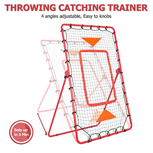 Ynszas 𝑵𝑬𝑾 [3-In-1] Pitch Back Baseball Rebounder, 6X4 Ft, Adjustable Bounce Back Return Board Net For Baseball, Softball, Lacrosse, Volleyball, Tennis, Throwing Partner, Catching Trainer #TOP4