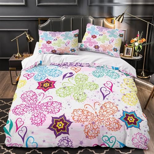 Housse de couette papillons lit single 135x200cm infroissable et douce - 7