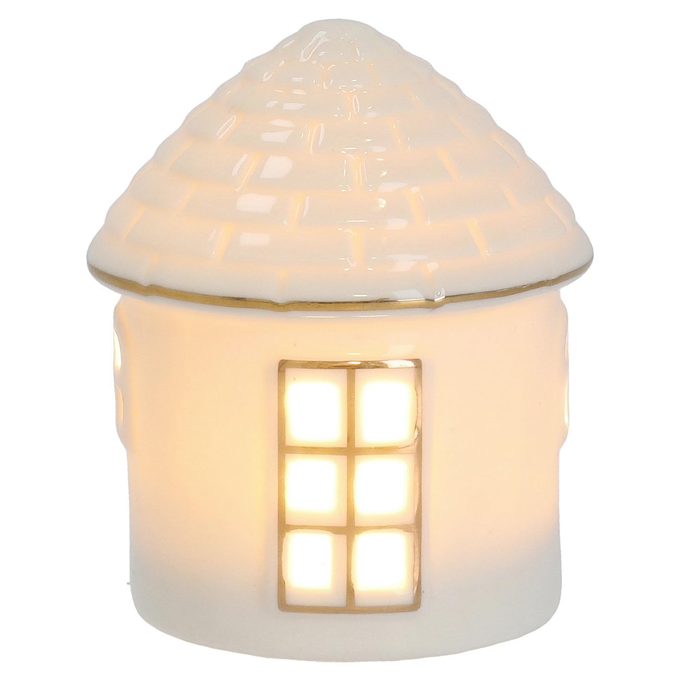 Shudehill Giftware White Cosy Lane Led Light Up Warm Cosy Round House Home Decoration - Small Or Medium Sizes (Small)