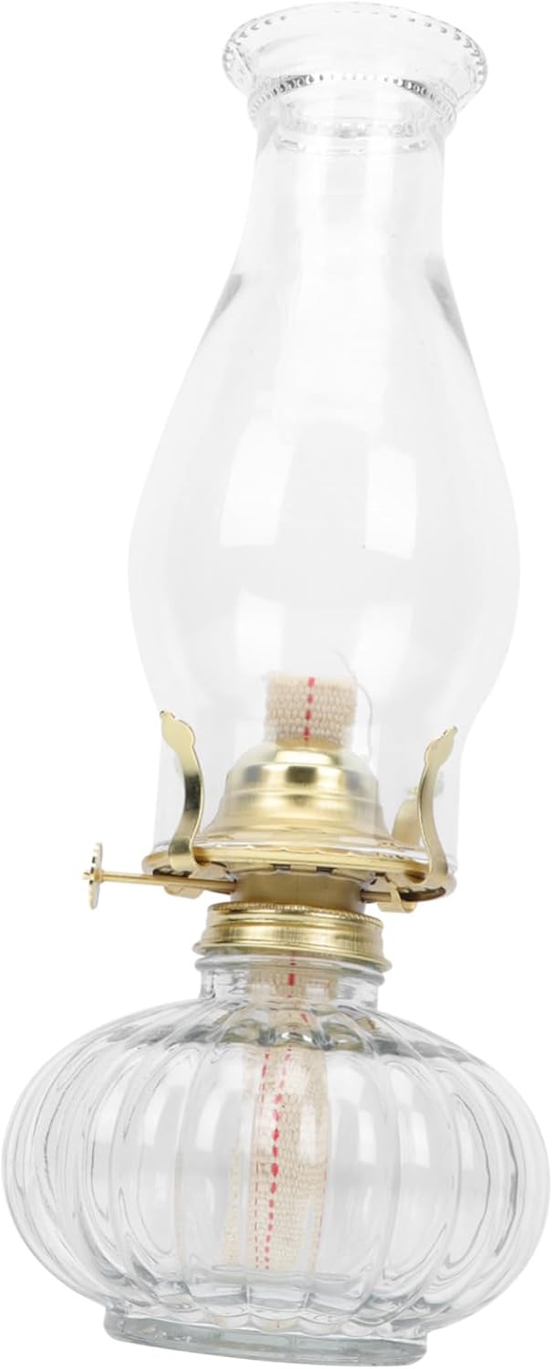 Cabilock Retro Glass Kerosene Lamp Decorative Oil Lantern for Weddings and Parties Decor Easy to Use Vintage Style Indoor Lighting for Celebrations