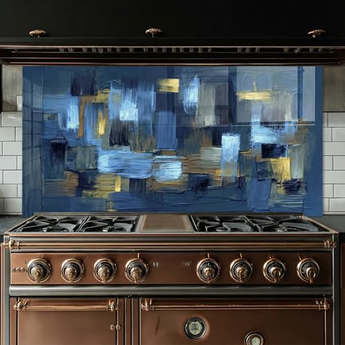 Bold Grup Tempered Glass Kitchen Backsplash, Stove Back Cover, Range Protector, Splash Guard for Sink, Abstract Geometric Wall Art Decor, Cutting Board