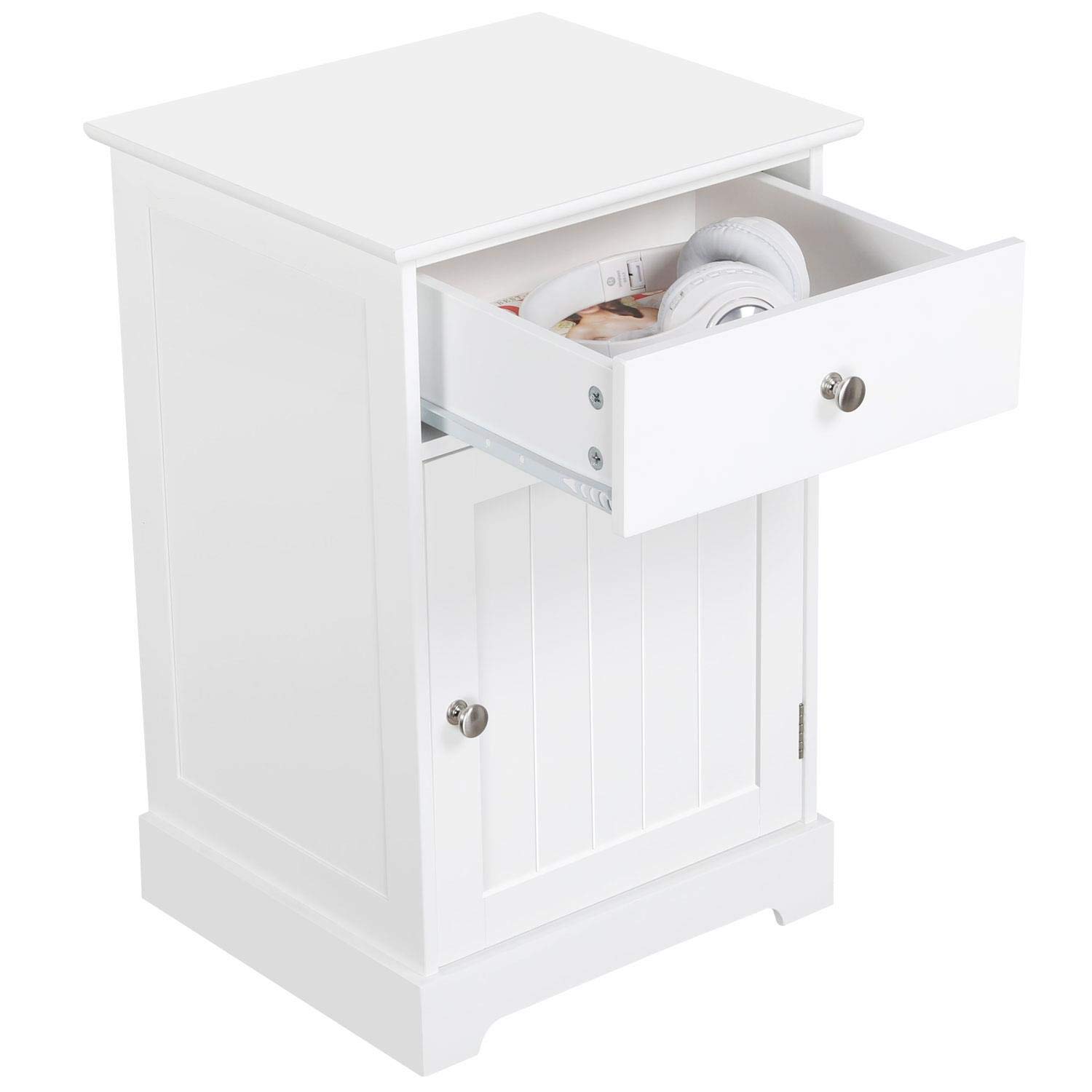 Yaheetech 2X Mesillas de Noche para Cama Blanca | Mesas Auxiliares para Dormitorio Baño Salón Muebles Organizadores