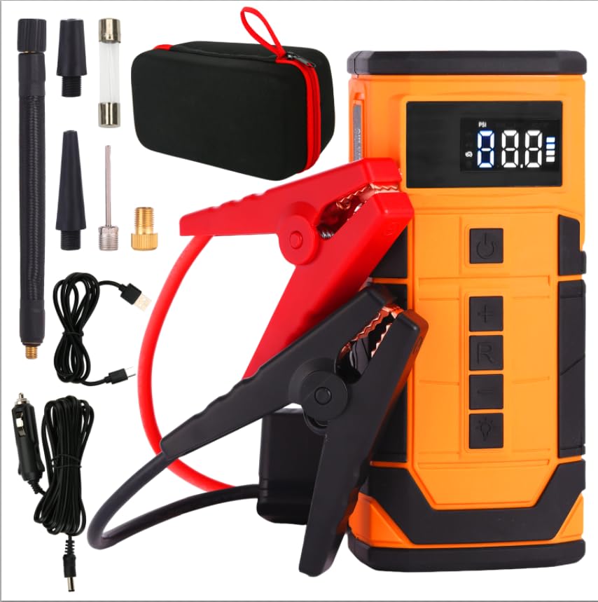 Car Jump Starter with Air Compressor 3000A Car Battery Jumper Starter Portable 9 0 Gas 6 5L Diesel