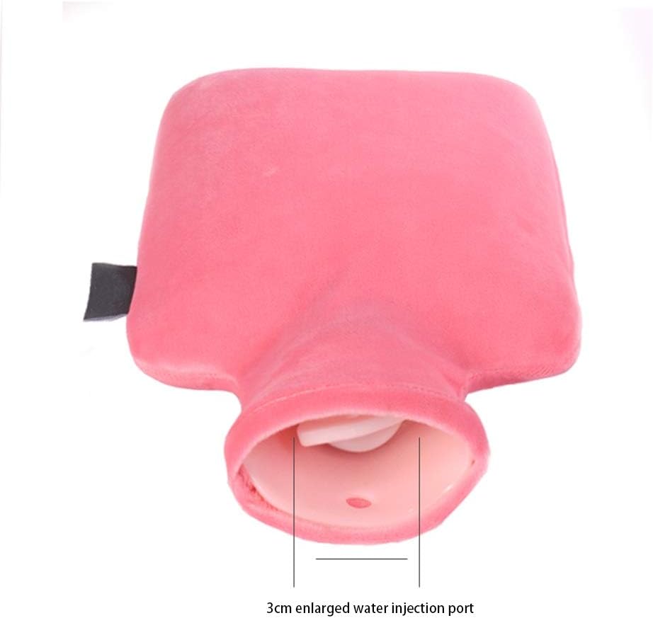 SKUZA Hot Water Bottle,PVC Hot Water Bottle 1.5 Liter Hot Water Bag with Fleece Cover for Bed and Hand Warmer Keep Warm Heated Pad (Color : Purple) (Color : Pink)
