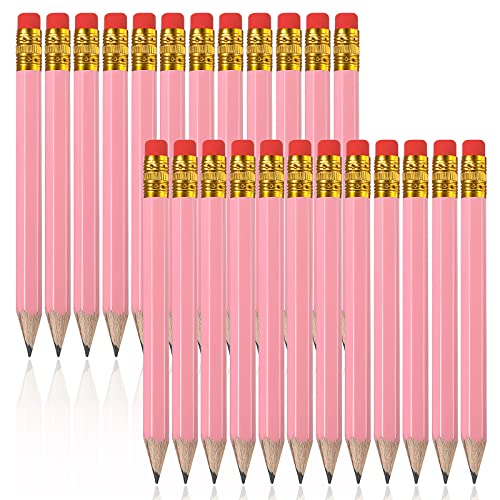Lápices de golf rosas mini hexagonales 24 pcs HB miniatura 1