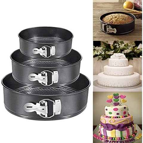 Home Flair Set of 3 Cake Tins, Non Stick Round Cake Tins Springform Baking Set Cover