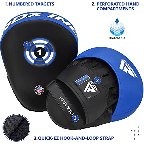 Image of RDX Boxing Pads Focus Mitts, Maya Hide Leather Curved Hook and Jab Target Hand Pads, Great for MMA, Kickboxing, Martial Arts, Muay Thai, Karate Training, Padded Punching, Coaching Strike Shield
