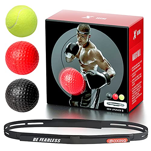 KEPTFIT Men's & Women's Boxing Reflex Ball with Adjustable Headband (Set of 3)