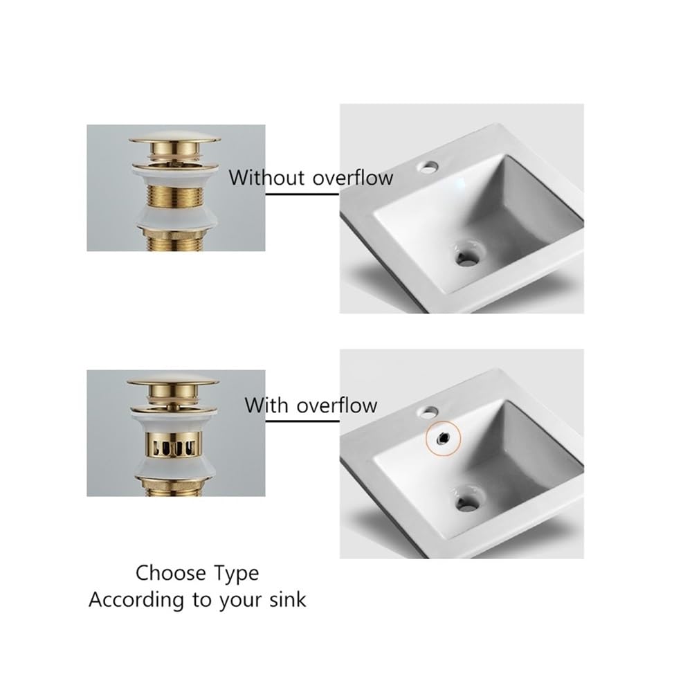 Pulsante di scarico pop-up dorato per lavandino del bagno tappo scolapiatti sifone tappo per rifiuti rubinetto lavabo accessori per lavabo nero (oro, 2 pezzi)