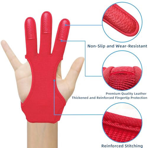 Image of Seektop Archery Gloves Shooting Hunting Leather Three Finger Protector
