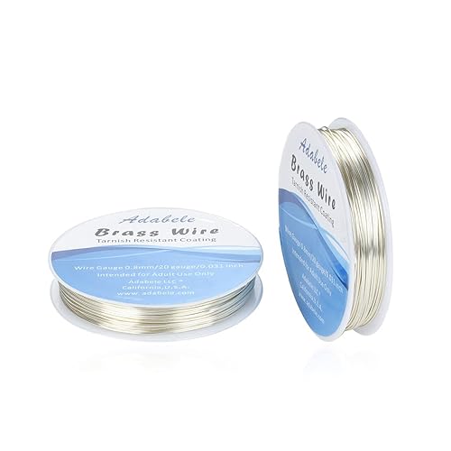 Adabele Alambre de abalorios de joyería resistente al deslustre de 147 pies (147.6 ft) (alambre, calibre 0.020 incalibre 24), latón chapado en plata