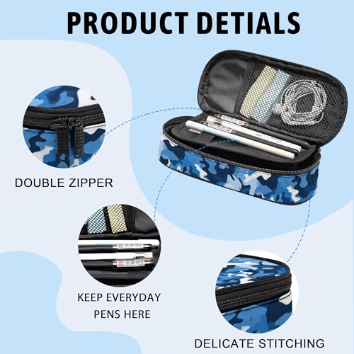 Image of Camo Pencil Case, Large Capacity Pen Pencil Case for Boys Girls Teen, Kids 3 Compartments Multifunction Pencil Box with Zipper Organizer, Pencil Pouch for Back to School Students