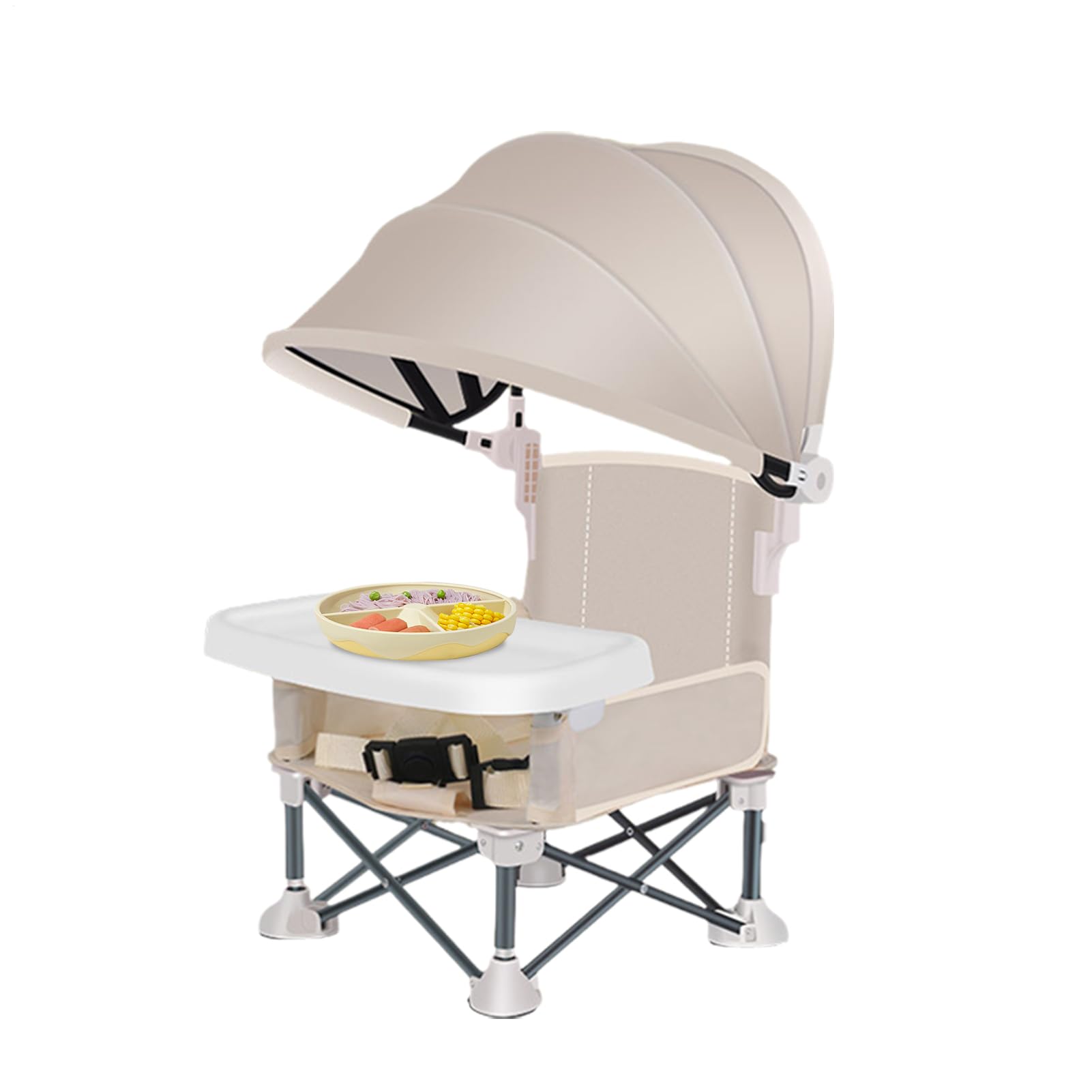 Seggiolino Portatile per Bambini | Sedia Da Viaggio Con Vassoio Per Bambini,Sedia Pieghevole Con Copertura Per Esterno Casa Giardino Spiaggia Viaggi Picnic