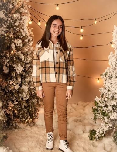Girls Flannel Plaid Button Down Long Sleeve Shirt Jacket Shackets4