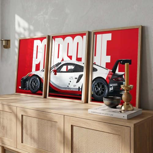Image of HOTHOUSE Big Sports Cars Framed Posters Gift Items for Boys Room Wall Decoration Bedroom Living Room Office Studio Decor | Car Poster Frame for Wall Decor Set Of 3 Size (19 X 25 inch)