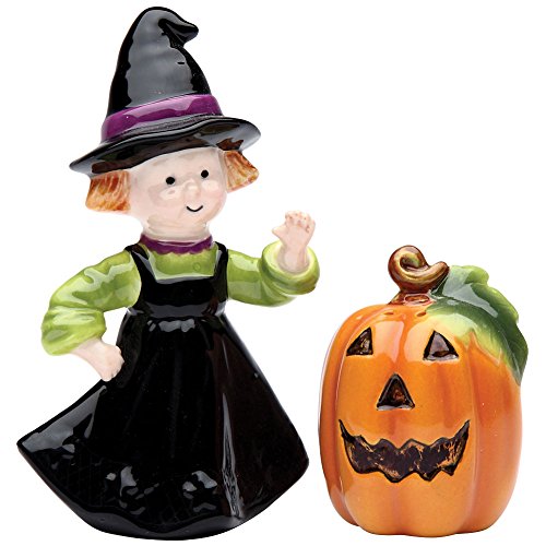 Cosmos Gifts 56550 Halloween Pumpking and Witch Salt and Pepper Set, 2-1/4-Inch - //coolthings.us