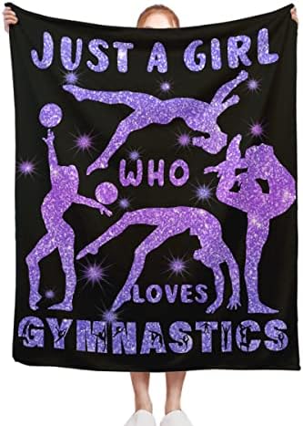 Gymnast Blanket, Gifts for Gymnast Lovers Kid Girl Boy Child, 60" x 50" for Teen/Travel M Throw Soft Warm Flannel Just A Girl Who Loves Gymnastics Throw Blankets for Couch Chair Sofa Bed