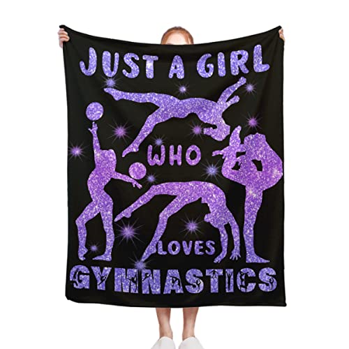 Gymnast Blanket, Gifts For Gymnast Lovers Kid Girl Boy Child, 60" X 50" For Teen/Travel M Throw Soft Warm Flannel Just A Girl Who Loves Gymnastics Throw Blankets For Couch Chair Sofa Bed #TOP7