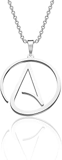 Atheist Necklace Stainless Steel Atheism Symbol Sign Charm Pendant Necklace Gift for Men or Women