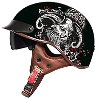 Open jethelm, vintage helm motorfiets, retro vintage stijl halve helm moto met zonneklep, off-road helmen fietsen motorcrosspakken heren dames, ECE goedgekeurd C,XL