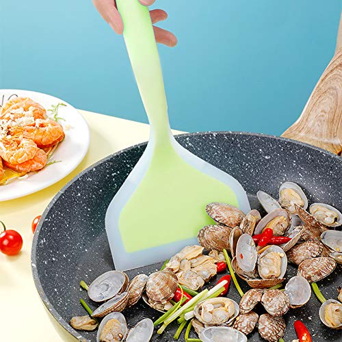Kufung Silicone Spatula Silicone Pancakes Shovel Omelette Spatula Turner For Eggs Fish Pancake Pizza And Steak Wide Soft Pizza Shovel Non-Stick Heat-Resistant Kitchen Fried Shovel (Large, Clear Green) #TOP6