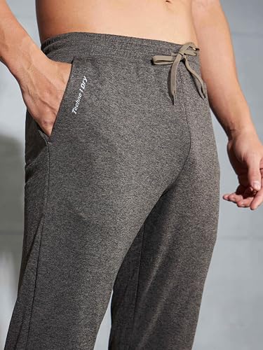 Image of TECHNOSPORT Men's Melange Slim Fit Techno Dry Trackpants Drawstring 2-Pocket Polyester Joggers for Gym Running Workout UPF50+ Anti Odour