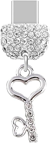 ELISE & FONDA TP233 Tipo-C Puerto de carga USB Cristal Anti Polvo Plug Little Love Heart Key Teléfono Celular Charm para Samsung