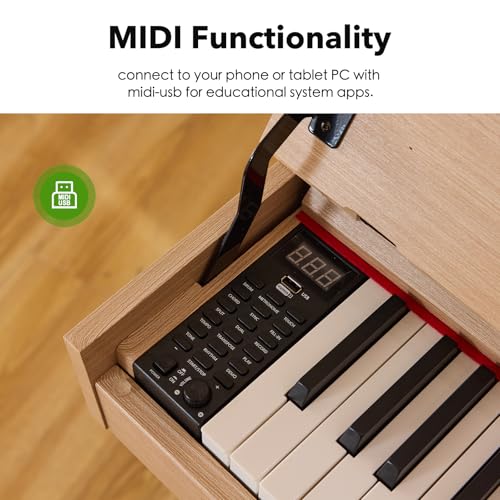 Image of Digital Piano 88 Key Weighted Keyboard,Full-Size Desk Progressive Hammer-Action Electric Piano For Beginners, With Sheet Music Stand, Pedal,Power Adapter, Headphone Mode, Usb-Mid (Maple)